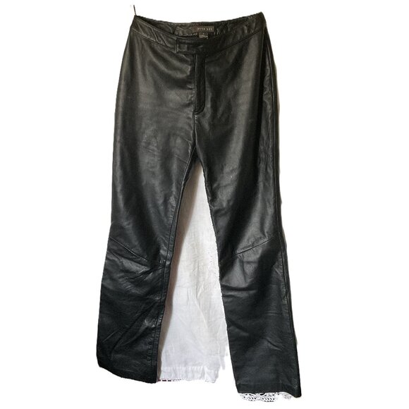 Copper Key Genuine Leather Black Straight Leg Mid Rise Pants;  Size 3 - Picture 1 of 3